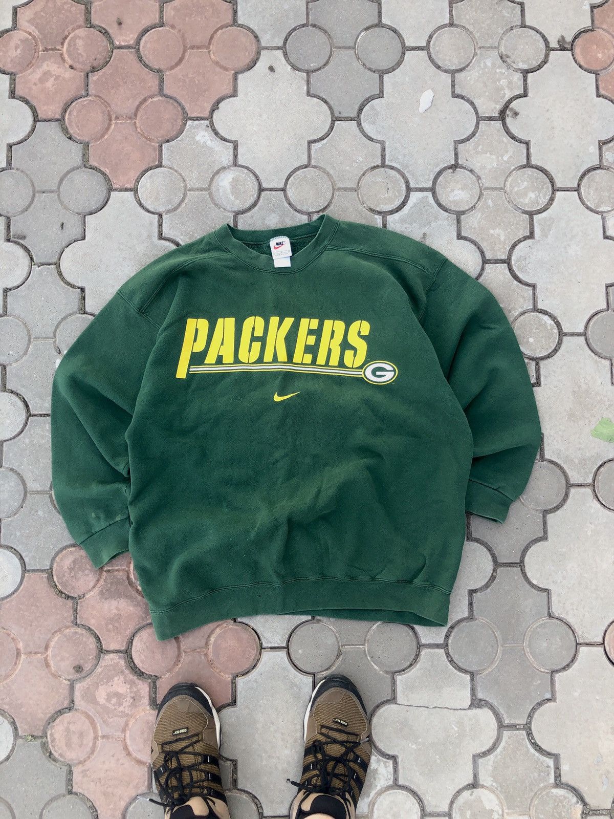 Nike × Vintage Vintage Y2K Nike Packers Center Swoosh Sweatshirt Size US L / EU 52-54 / 3 - 2 Thumbnail