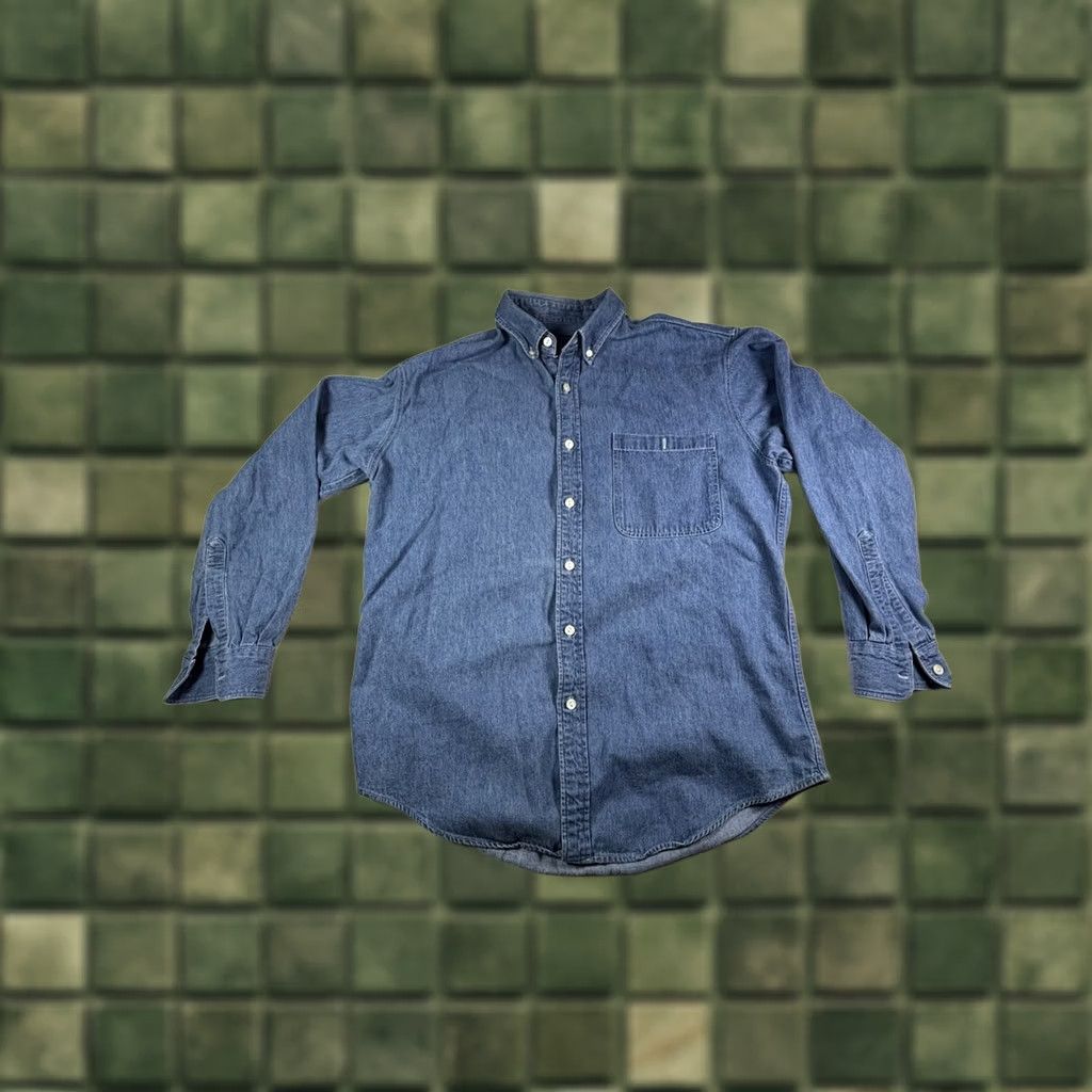Ralph Lauren VINTAGE Ralph Lauren Chaps Denim Button-Up Shirt Long Sleeve Pocket 16 1/2 Men's Blue Denim 90s Retro Classic Buttons Womens Mens Boys Girls Size US L / EU 52-54 / 3 - 1 Thumbnail