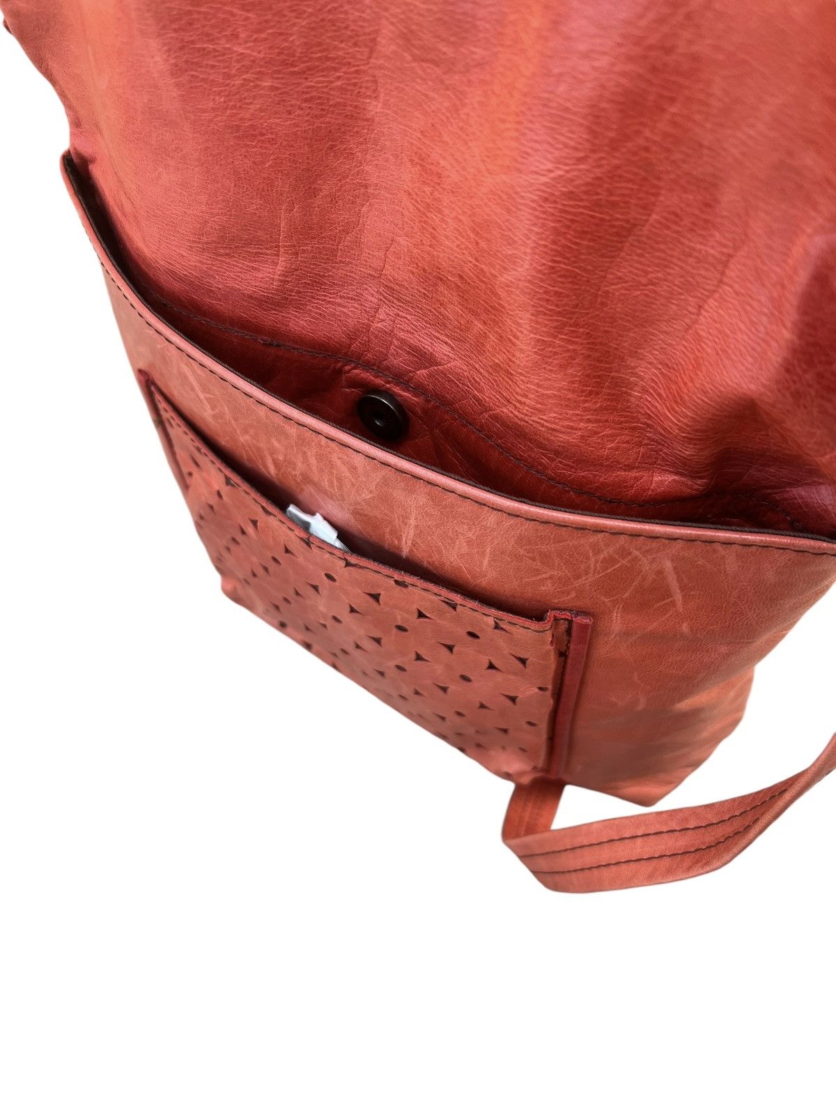 Leather VTG Produced by KOU Japan Fade Patina Punched Leather Bag Size ONE SIZE - 9 Thumbnail