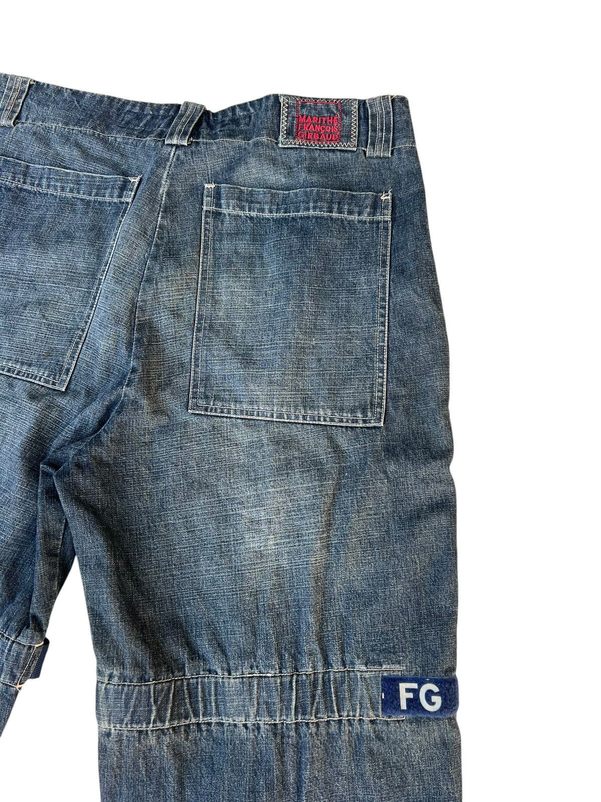 Marithe + Francois Girbaud 90s MFG Dirty Mud Stains Denim Blue Strap Bondage Jeans Size US 36 / EU 52 - 19 Thumbnail