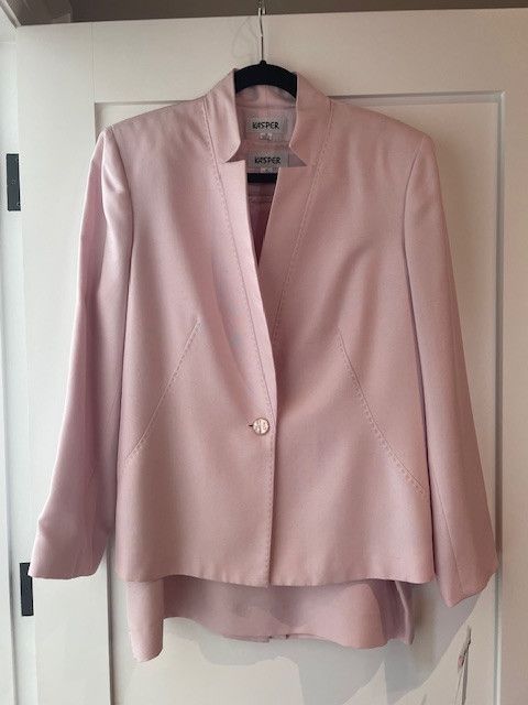 image of Kasper Raw Silk Blazer, Top And Skirt in Pink, Women's (Size XL)