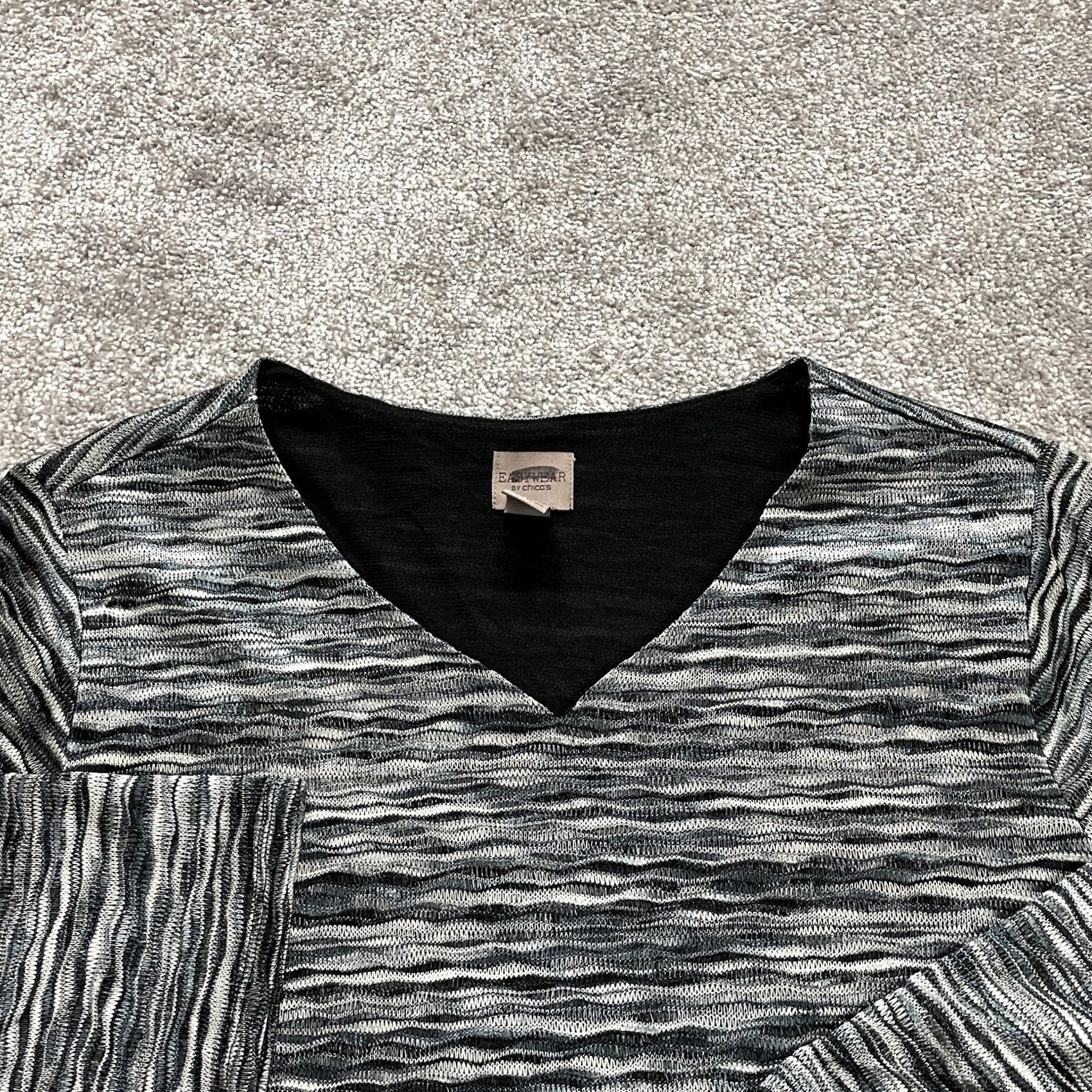 Vintage Chico's Easywear Womens V Neck Shirt Size XL 16 Heather Gray Pullover Top Size XL / US 12-14 / IT 48-50 - 2 Thumbnail