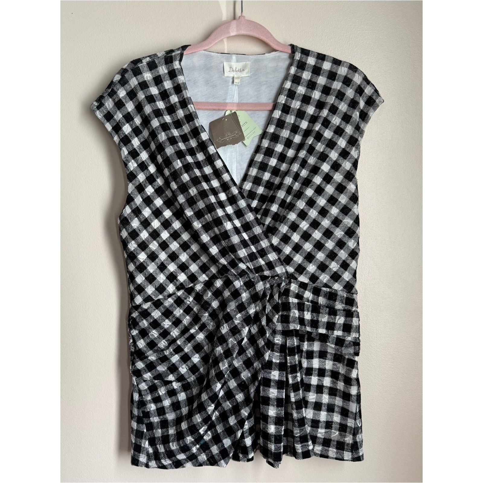 Anthropologie Deletta Anthro Delphine Gingham Top Size Large NWT Size L / US 10 / IT 46 - 1 Thumbnail