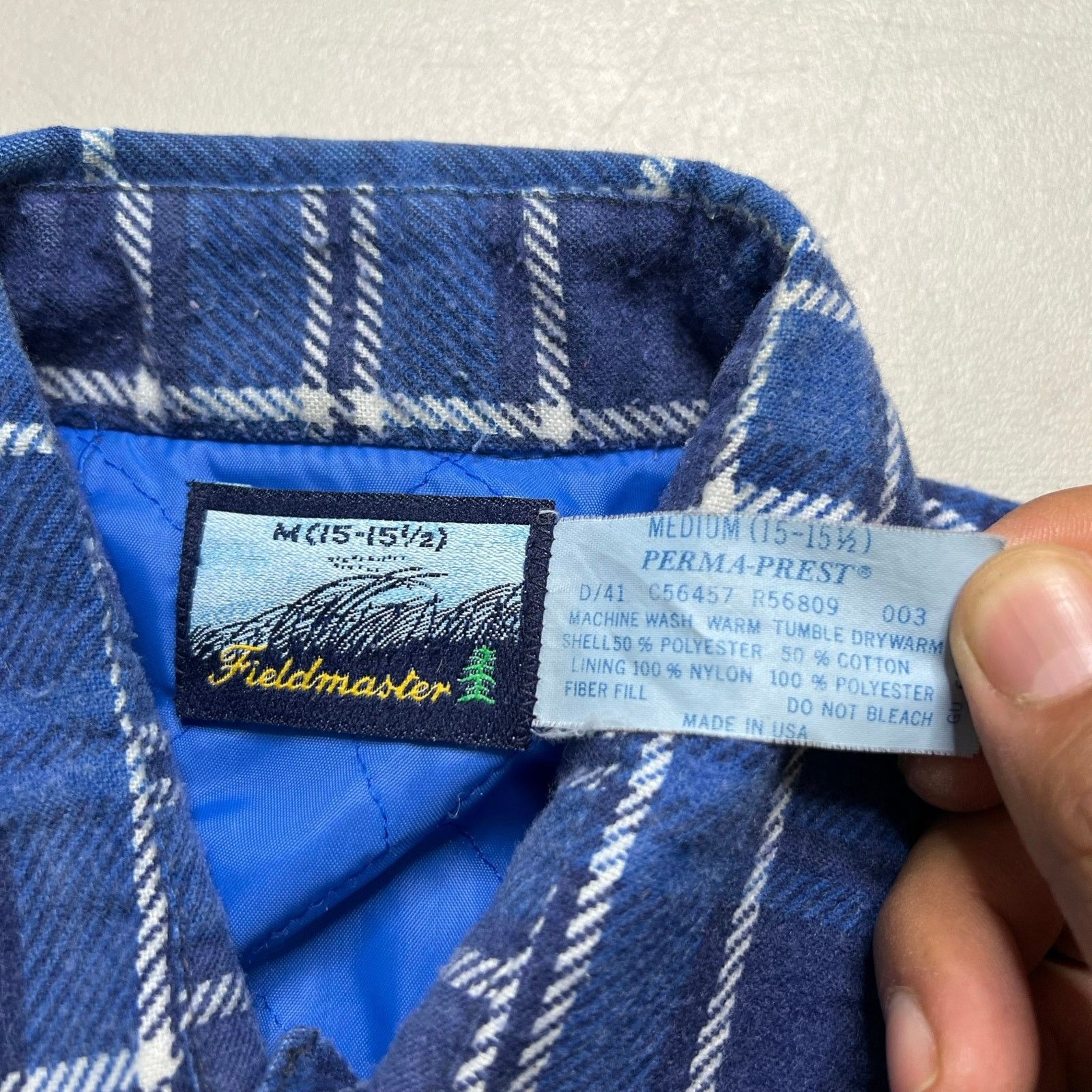 Fieldmaster Vintage Fieldmaster Blue Plaid Quilted Lined Flannel Medium Size US M / EU 48-50 / 2 - 2 Thumbnail