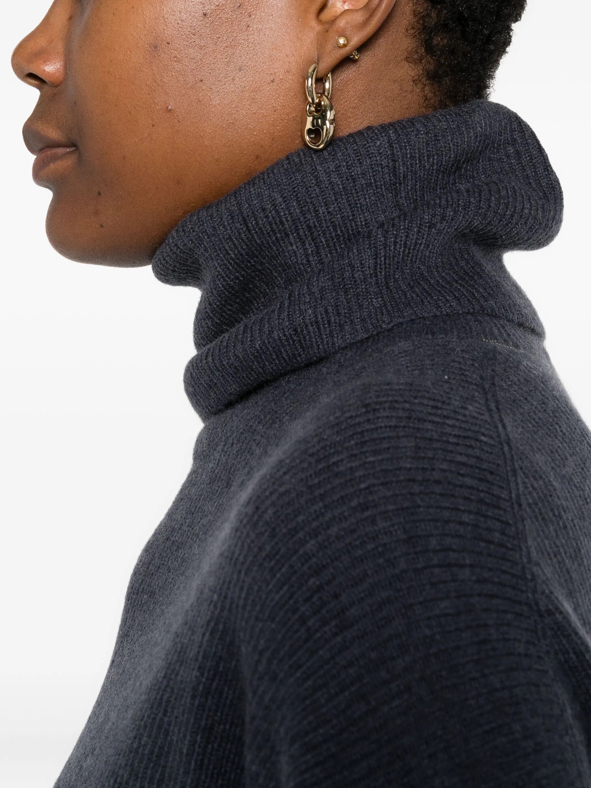 Brunello Cucinelli o1y0825 Turtleneck Sweater in Navy Size L / US 10 / IT 46 - 2 Thumbnail