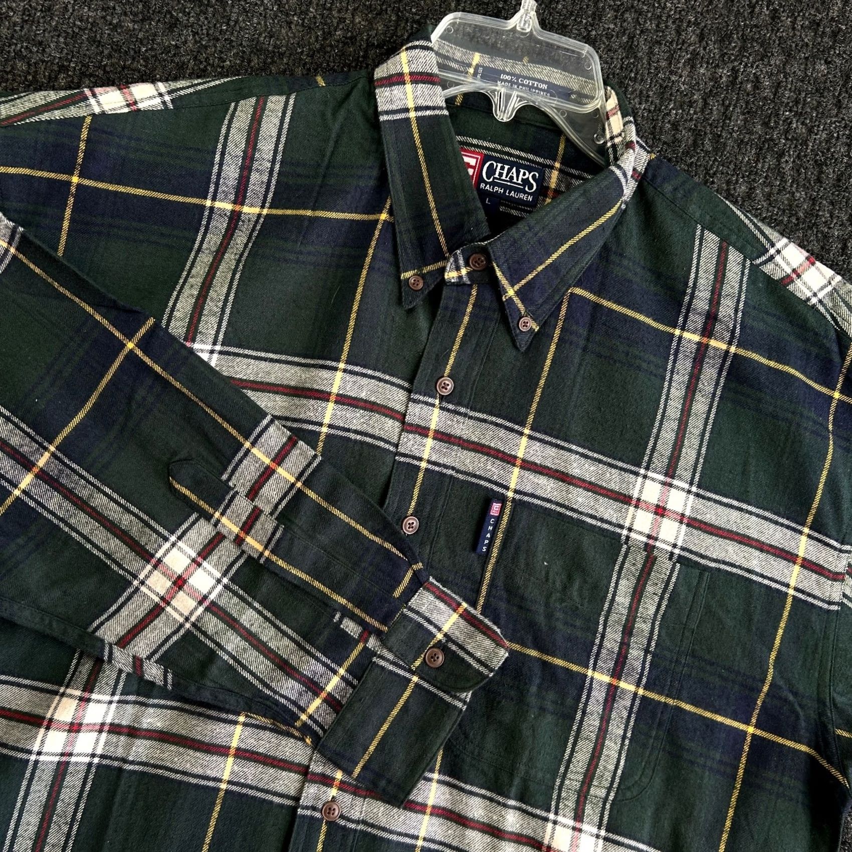 Chaps VINTAGE Chaps Ralph Lauren Flannel Shirt Plaid Button Down L Green NWOT 90s y2k Men Shirt Size US L / EU 52-54 / 3 - 2 Thumbnail