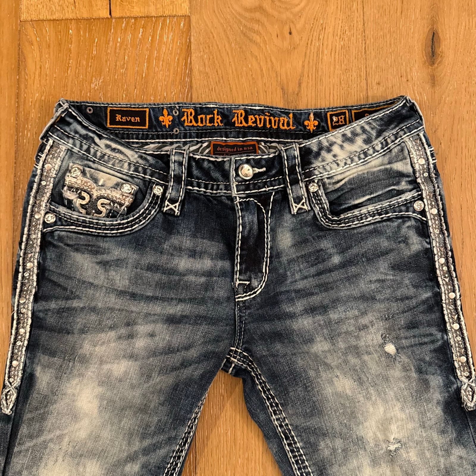 Rock Revival Rock Revival Y2K Bling “Raven” Straight Leg Jeans Size 28 Size US 28 / EU 44 - 2 Thumbnail