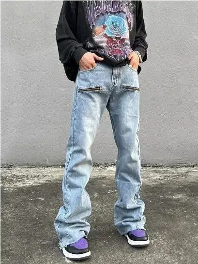 Zipper Retro Baggy Jeans
