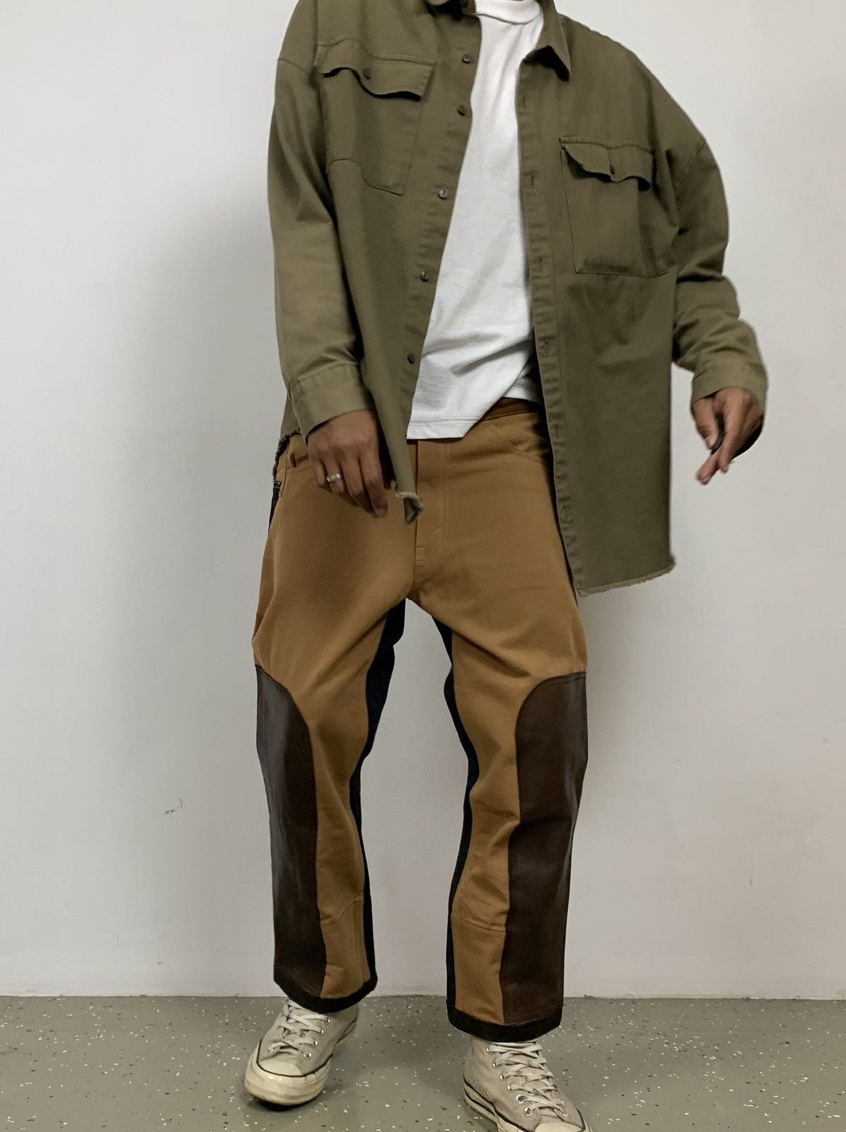 Comme des Garcons 2009 Junya Watanabe CDG Leather Panel Pants Size US 33 - 3 Thumbnail