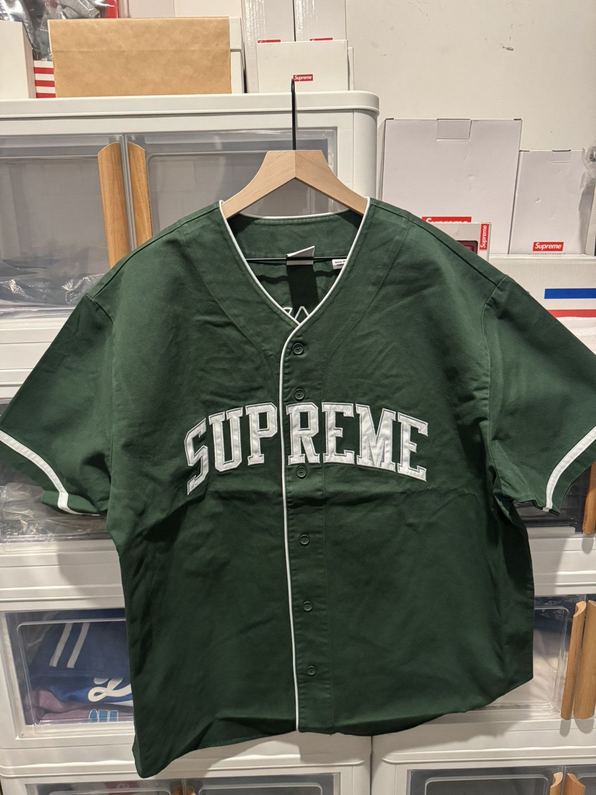 Supreme × Timberland Supreme Timberland Baseball Jersey Green Size US XXL / EU 58 / 5 - 1 Thumbnail