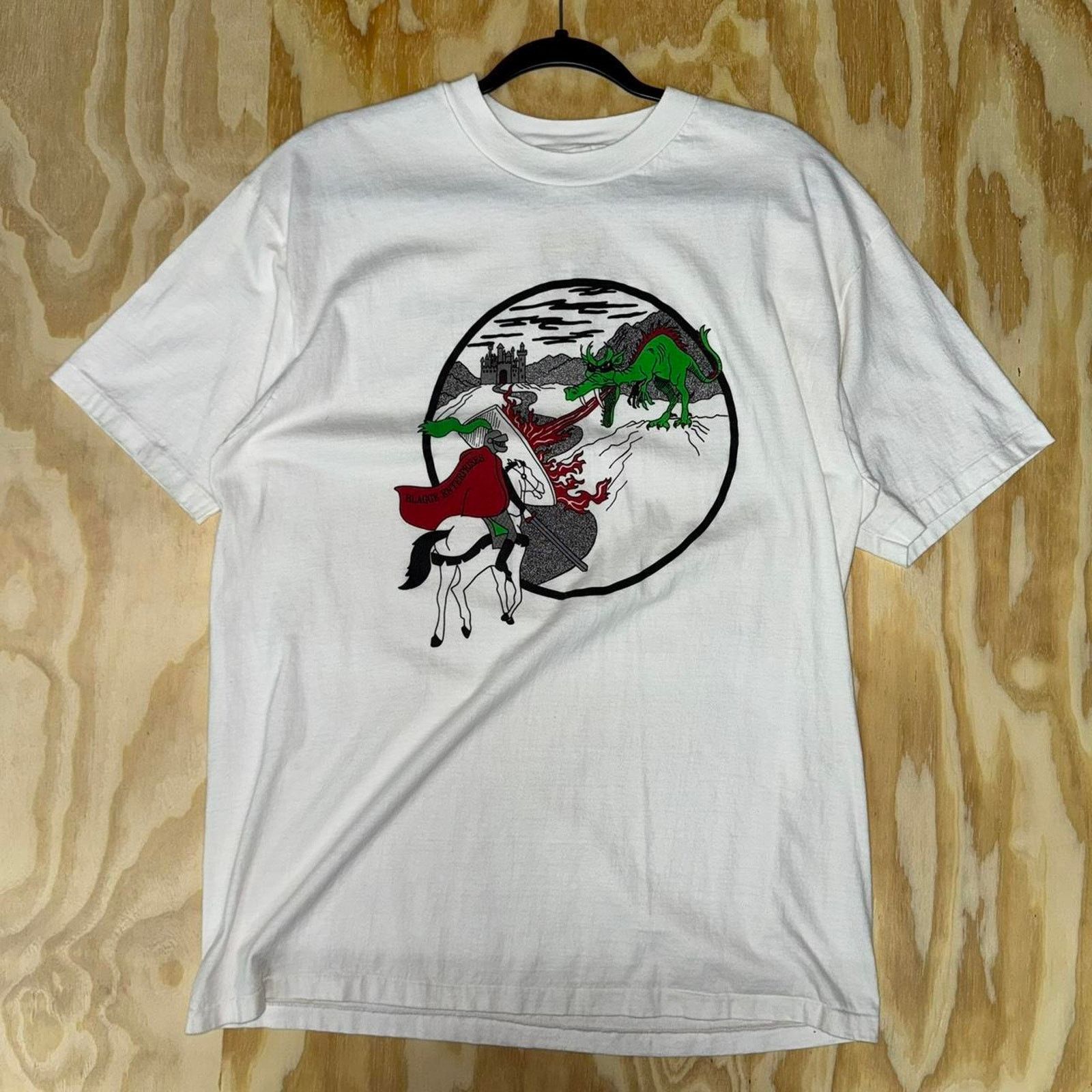 Hanes Vintage y2k 1991 knight fighting dragon t-shirt Size US XL / EU 56 / 4 - 1 Thumbnail