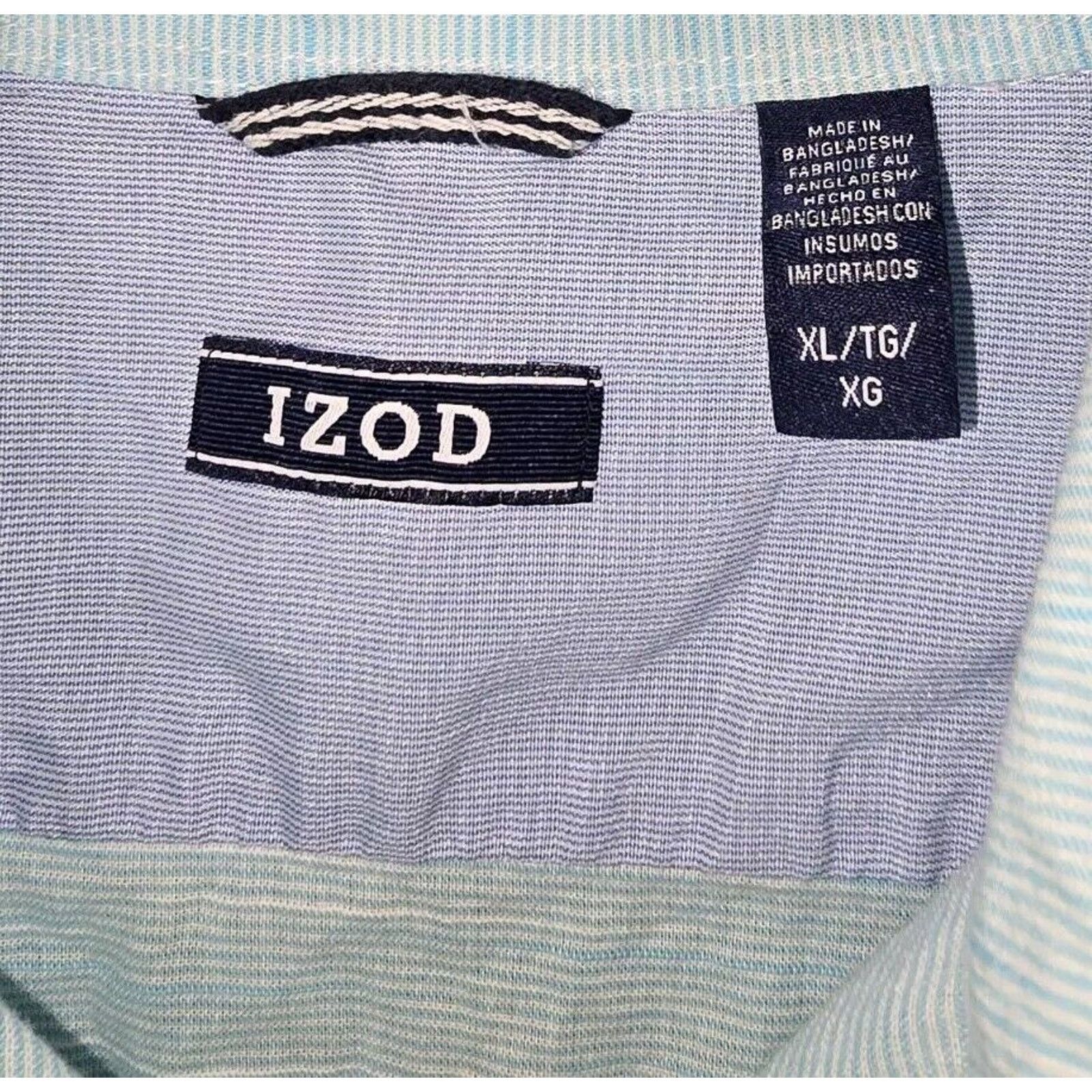Izod IZOD Shirt Men's XL Blue/White Striped Short Sleeve Button Size US XL / EU 56 / 4 - 3 Thumbnail