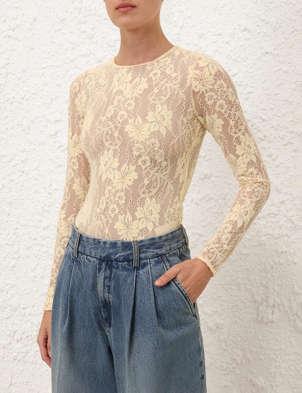 Zimmermann oc11z0225 Lace Bodysuit in Beige Size XL / US 12-14 / IT 48-50 - 2 Thumbnail