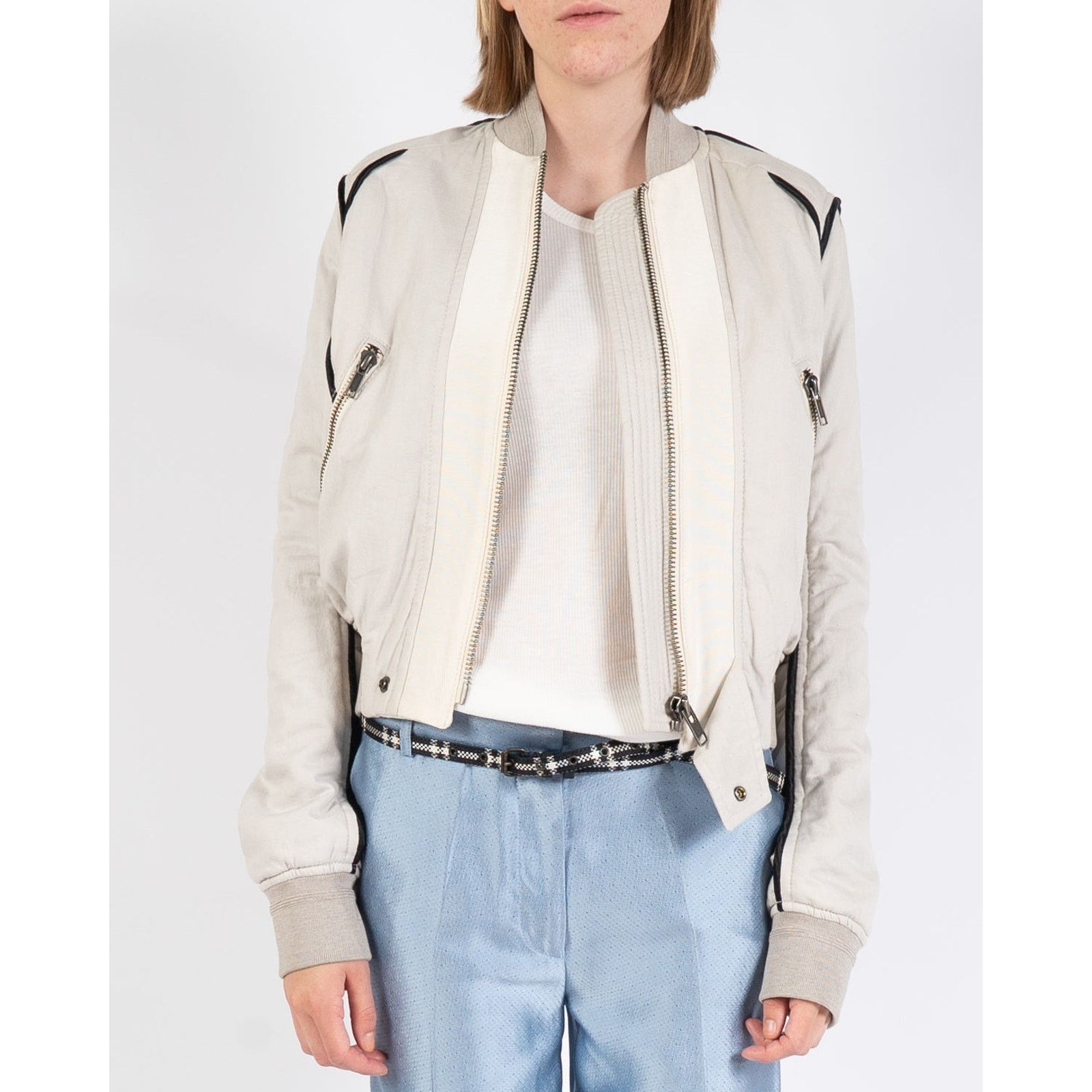 Haider Ackermann SS18 Cropped Bomber Jacket in Cream Cotton & Viscose Size S / US 4 / IT 40 - 1 Thumbnail
