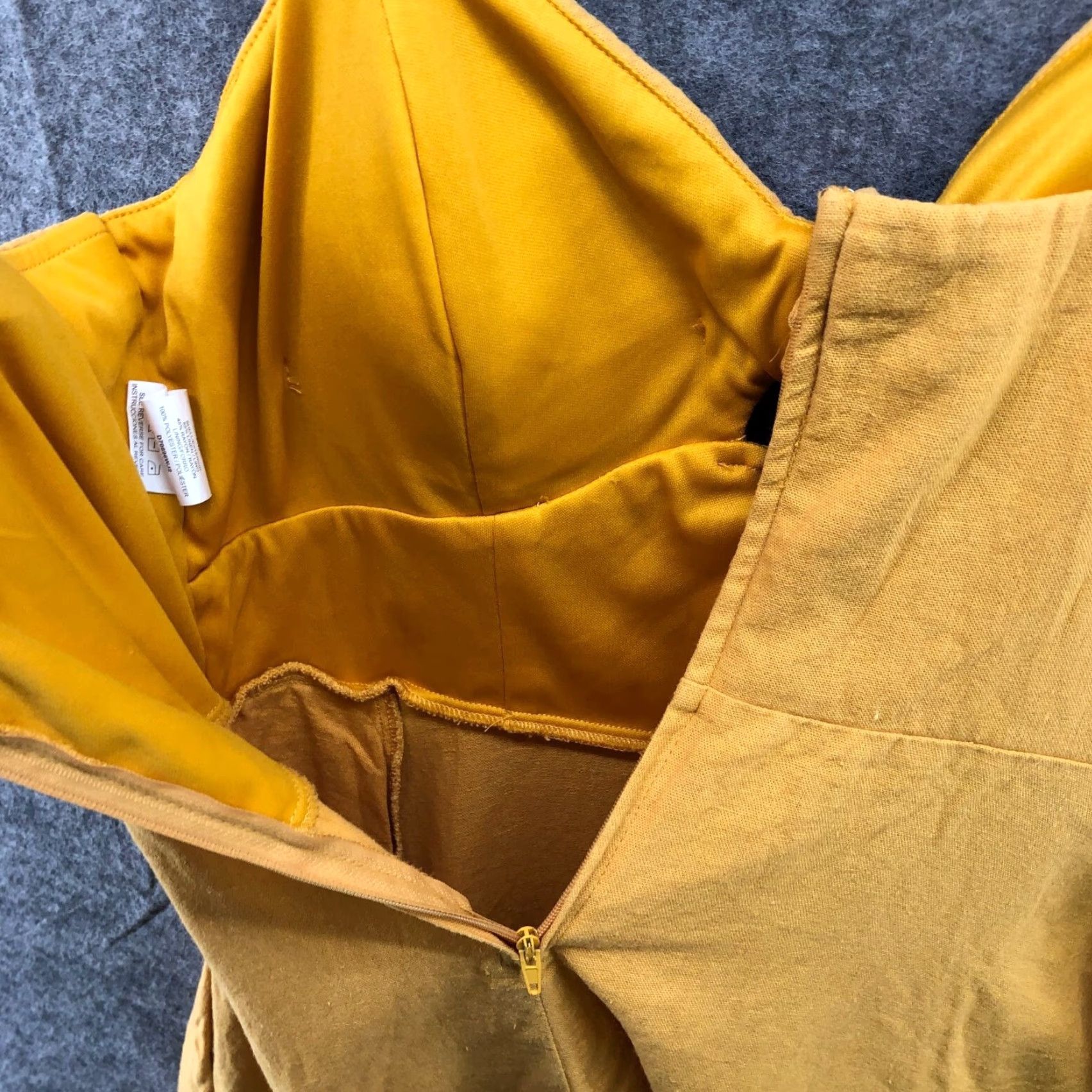 Vintage Speechless Dress XL Mustard Yellow Linen Blend A-Line Sleeveless Tie Chest Zip Back Lined Short Womens Bohemian Casual Size XL / US 12-14 / IT 48-50 - 7 Thumbnail