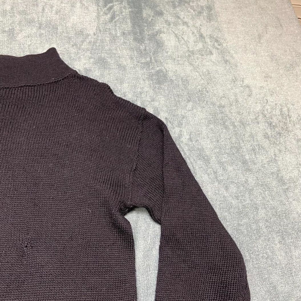 Vintage US Navy Sweater Womens Medium Black Tight-Knit Wool Mock Neck Ribbed Trim 40-42 Size M / US 6-8 / IT 42-44 - 5 Thumbnail