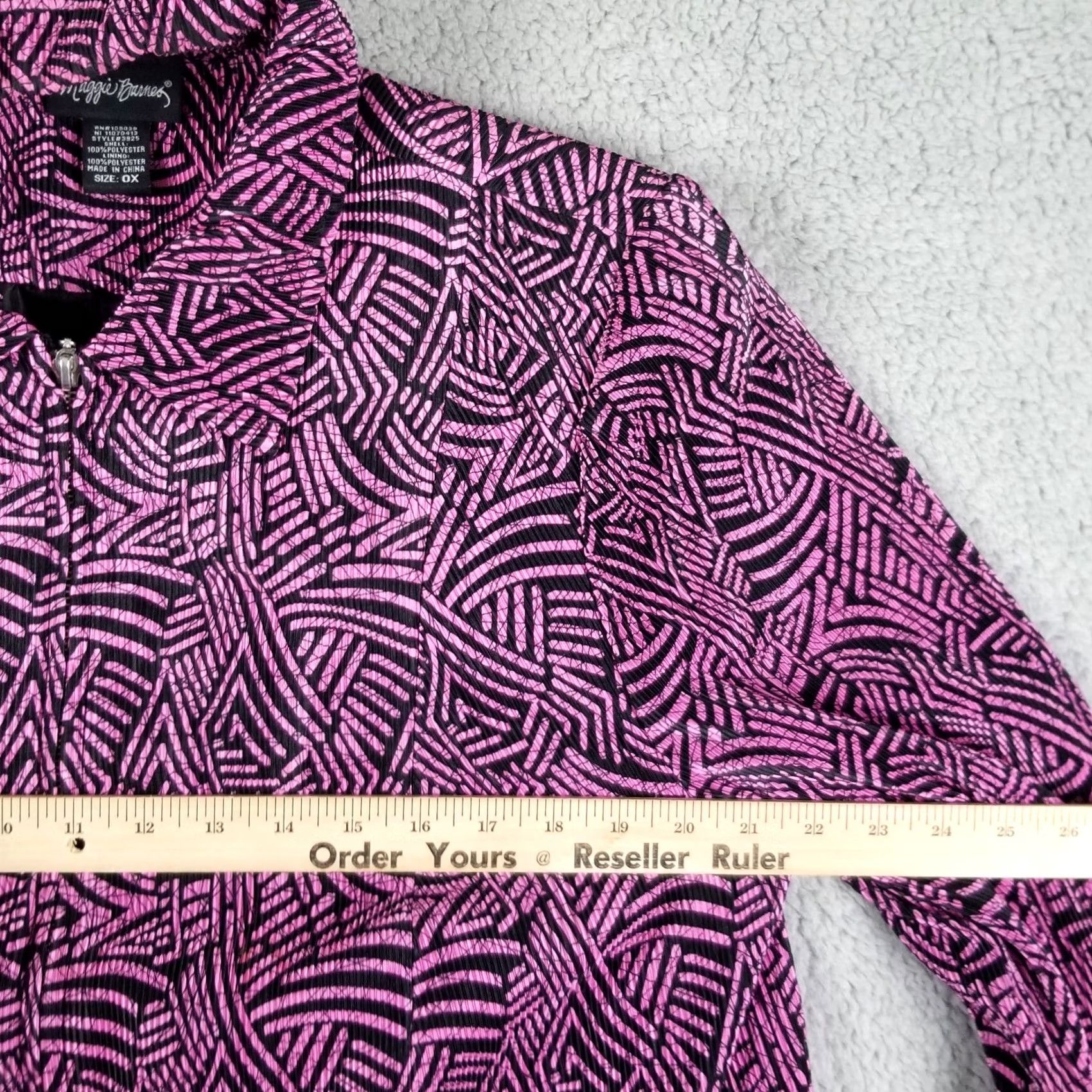 Vintage Maggie Barnes Catherines Jacket Cardigan Geometric Aztec Pink Knit 14-16 Womens Sleeve Long Open Stretch Size XL / US 12-14 / IT 48-50 - 6 Thumbnail