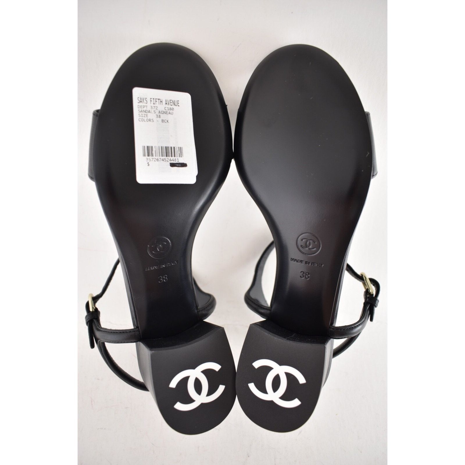 Chanel Chanel 24C Black Lambskin Leather Gold Logo Ankle Strap Size US 8 / IT 38 - 14 Thumbnail