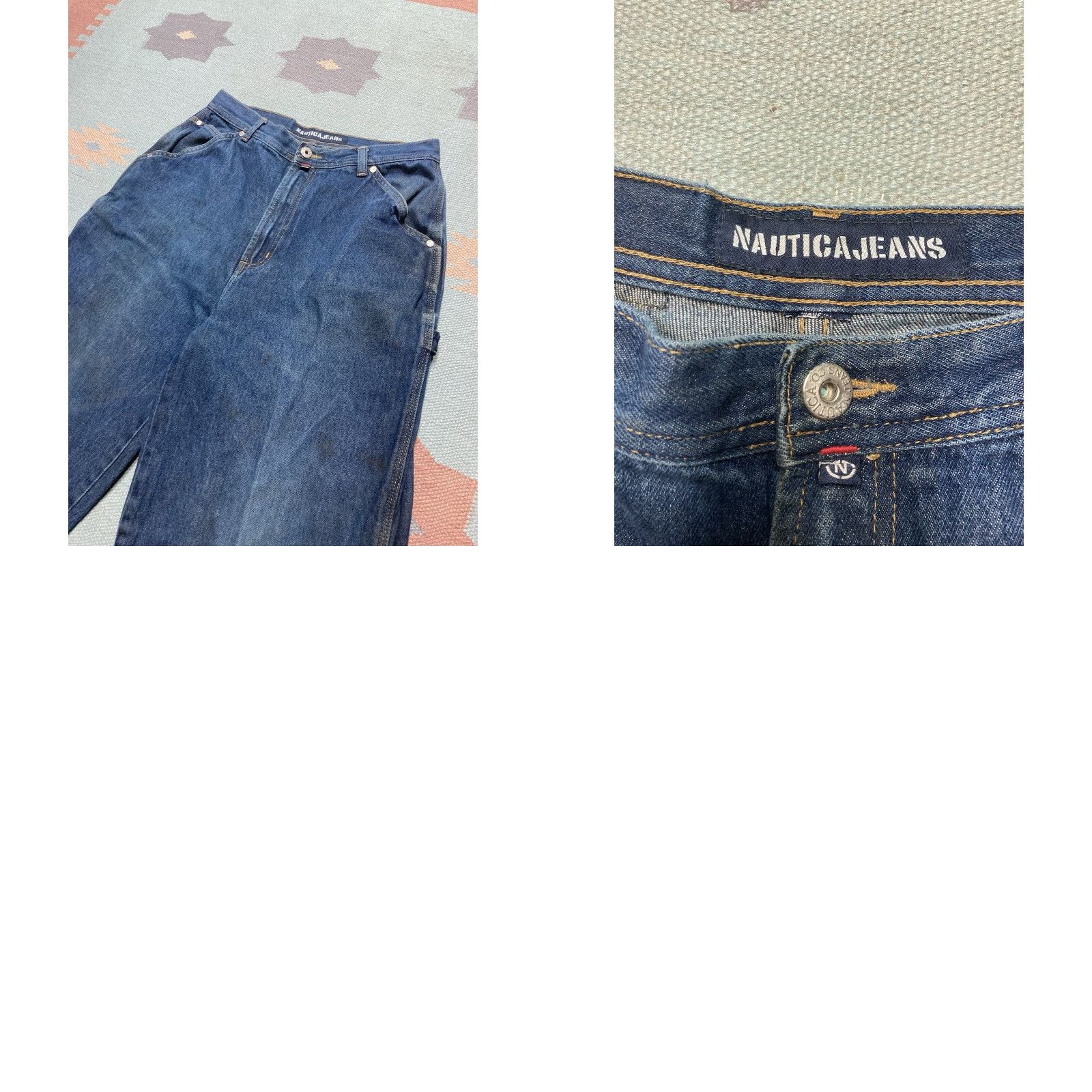 Nautica VINTAGE Nautica Jeans Wide-Leg 29x29 Men Blue Hip Hop Grunge 90s Carry Baggy Carpenter Skater Style Size US 29 - 8 Thumbnail