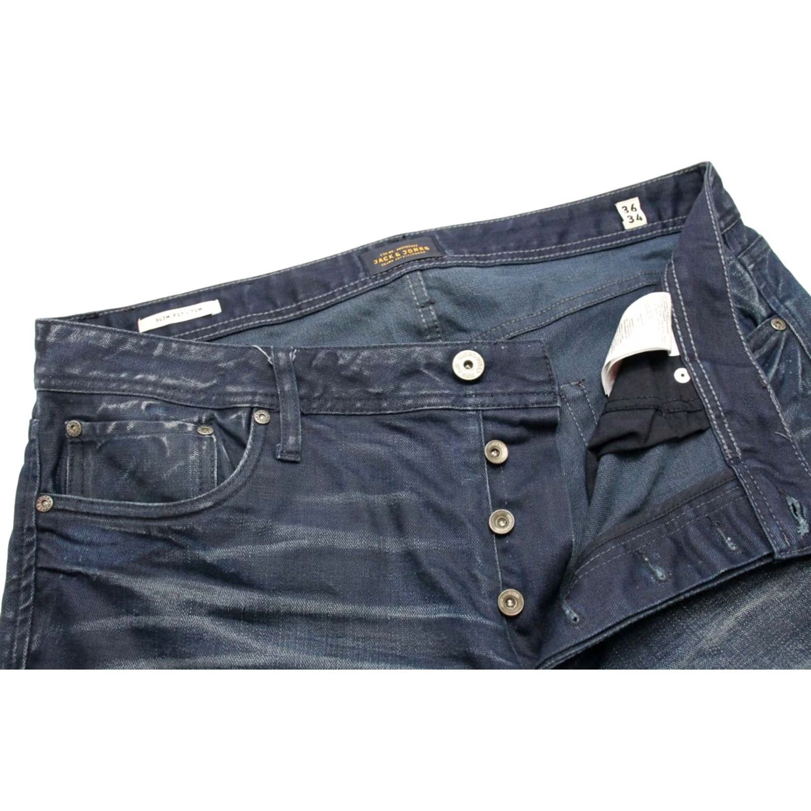 Jack & Jones JACK & JONES Slim Fit / Tim Jeans Men's W36/L34 Whiskers Faded Denim Blue Jeans Mens W36/L34 Blue Slim Fit Denim Size US 36 / EU 52 - 4 Thumbnail