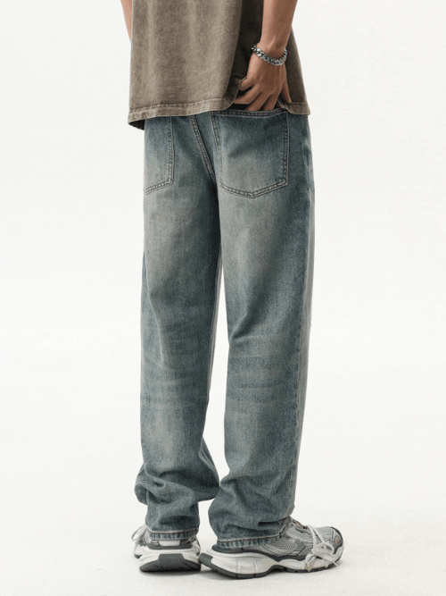 Japanese Brand Japanese retro washed blue distressed straight jeans Size US 34 / EU 50 - 4 Thumbnail