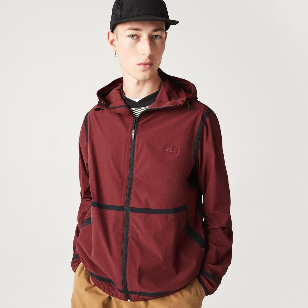 Lacoste 🐊 Lacoste Technical Hooded Jacket Burgundy Size M–L Size US M / EU 48-50 / 2 - 4 Thumbnail
