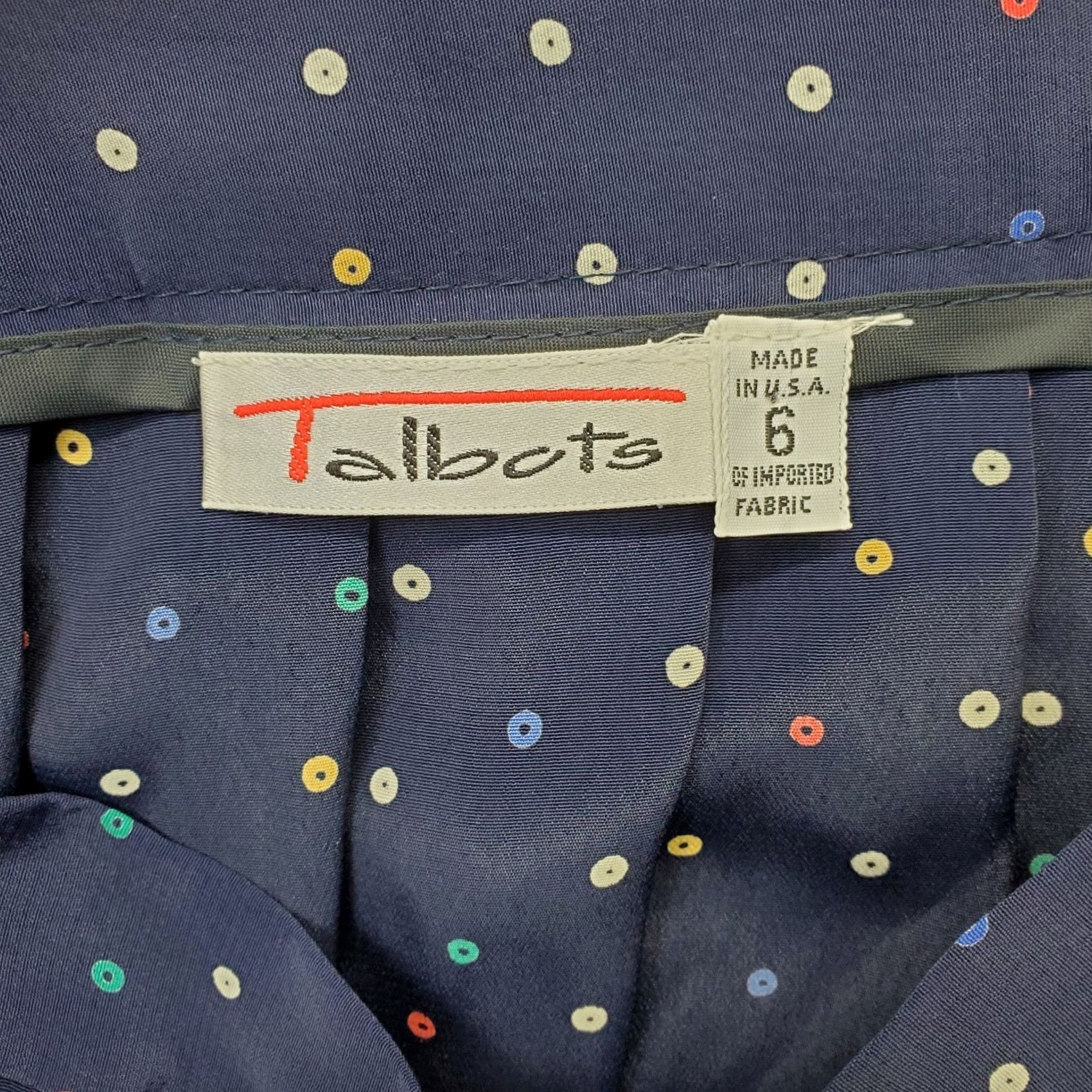 Talbots Talbots A-Line Skirt Womens Size 6 Multicolor Polka Dot Pleated Front Side Button Size 28" / US 6 / IT 42 - 6 Thumbnail