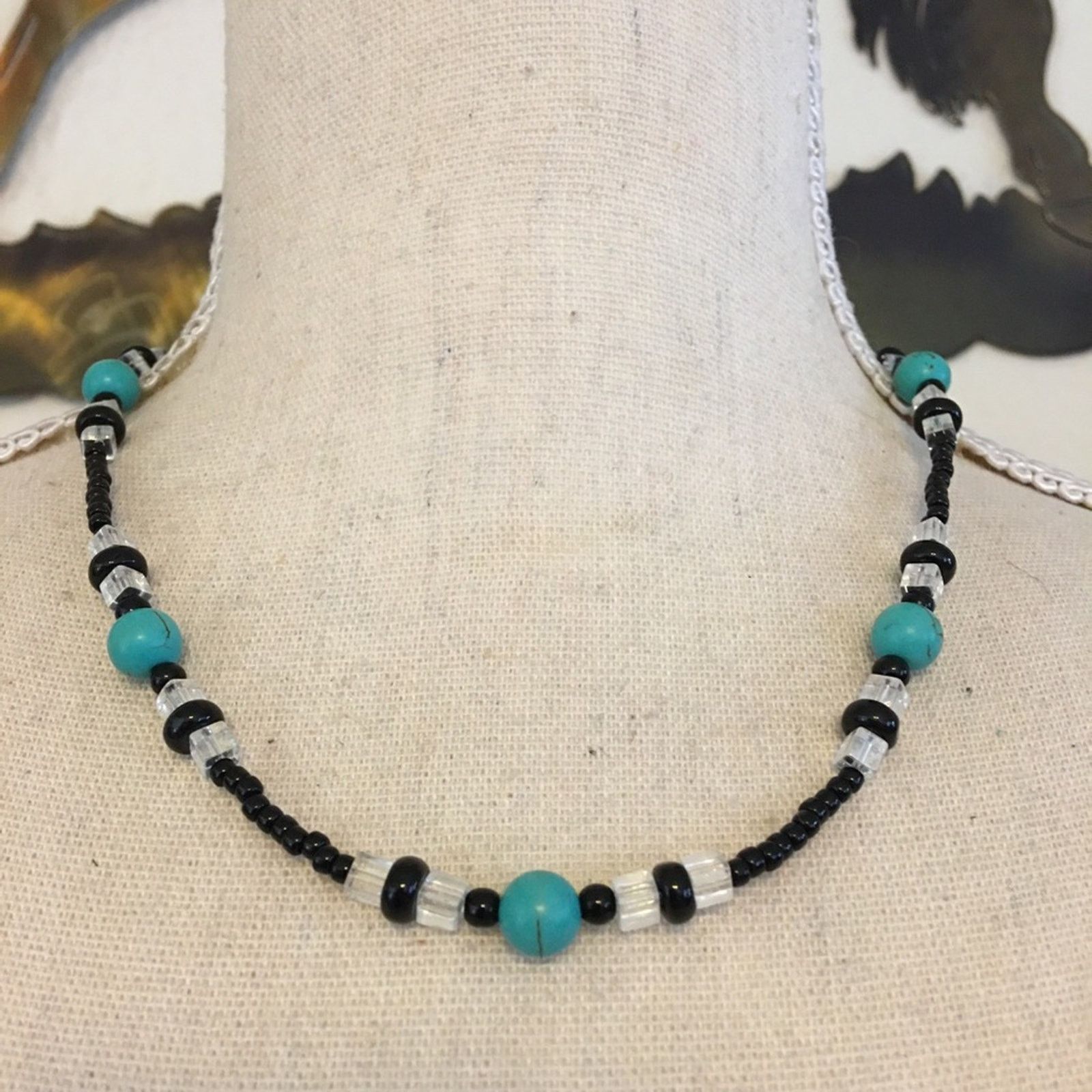 Jewelry Faux turquoise pearl glass beaded necklace Size ONE SIZE - 1 Thumbnail