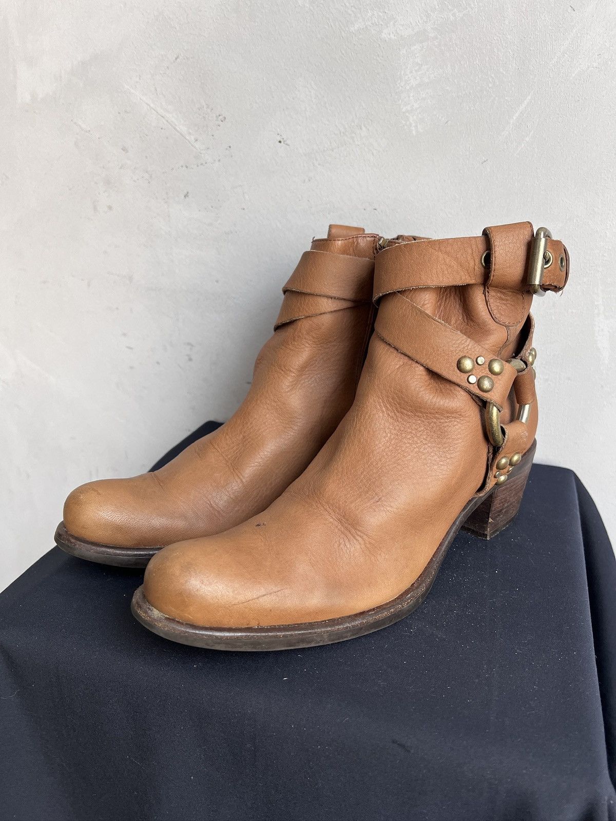 Western Rise Hedi Slimane style leather brown leather western boots y2k Size US 8 / EU 41 - 6 Thumbnail