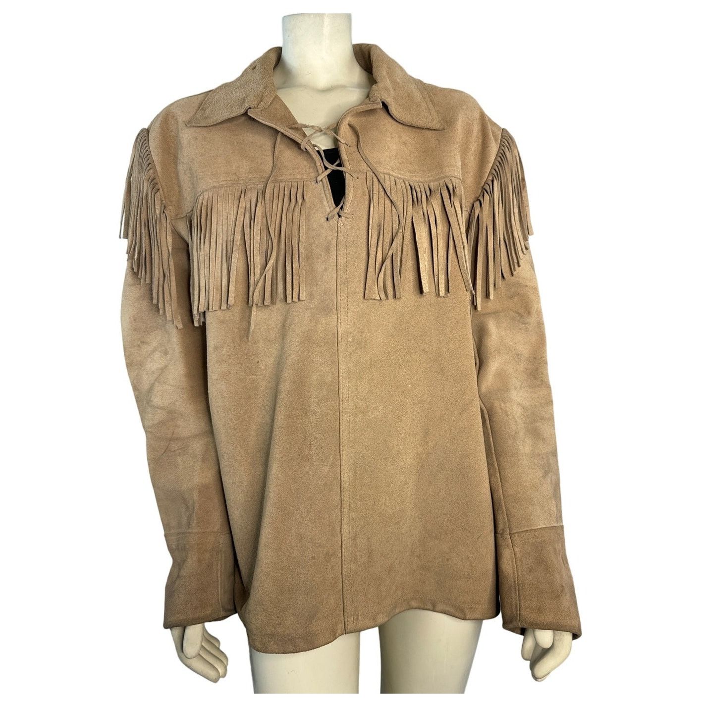 Men's Western Leather Jacket With Brown Fringe