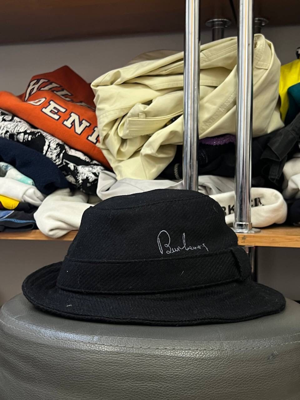 VTG 90s Burberry Blue Wool Women Bucket Hat