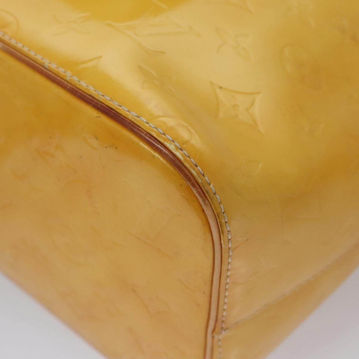 Louis Vuitton LOUIS VUITTON Monogram Vernis Houston Hand Bag Lime Yellow Size ONE SIZE - 13 Thumbnail
