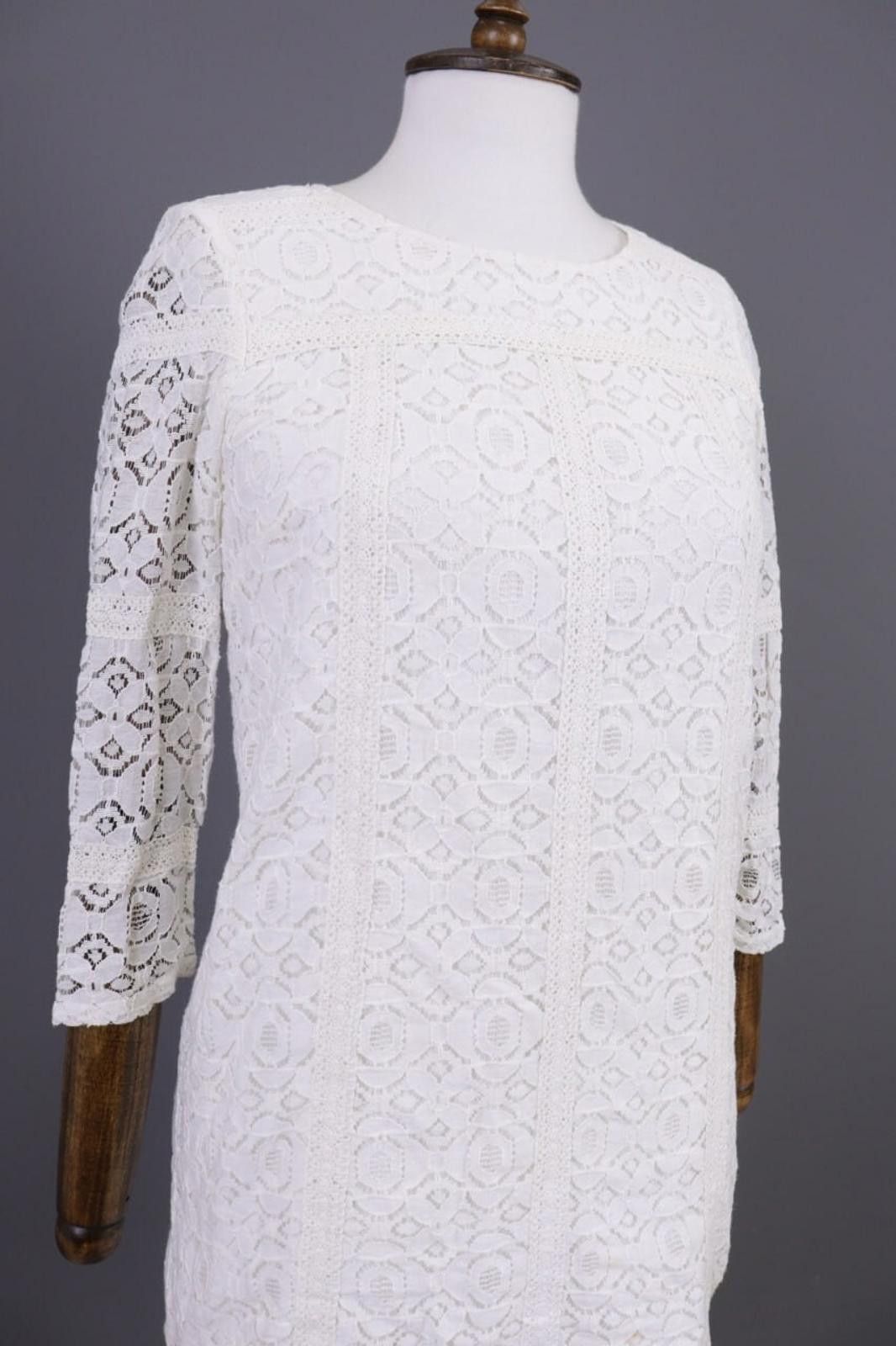 Designer Sezane x La Redoute White Mesh Floral Mini Dress Size 8 Size M / US 6-8 / IT 42-44 - 7 Thumbnail