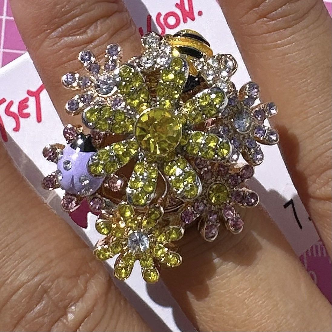 Betsey Johnson Betsey Johnson crystal paved yellow pink white flowers Size ONE SIZE - 6 Thumbnail