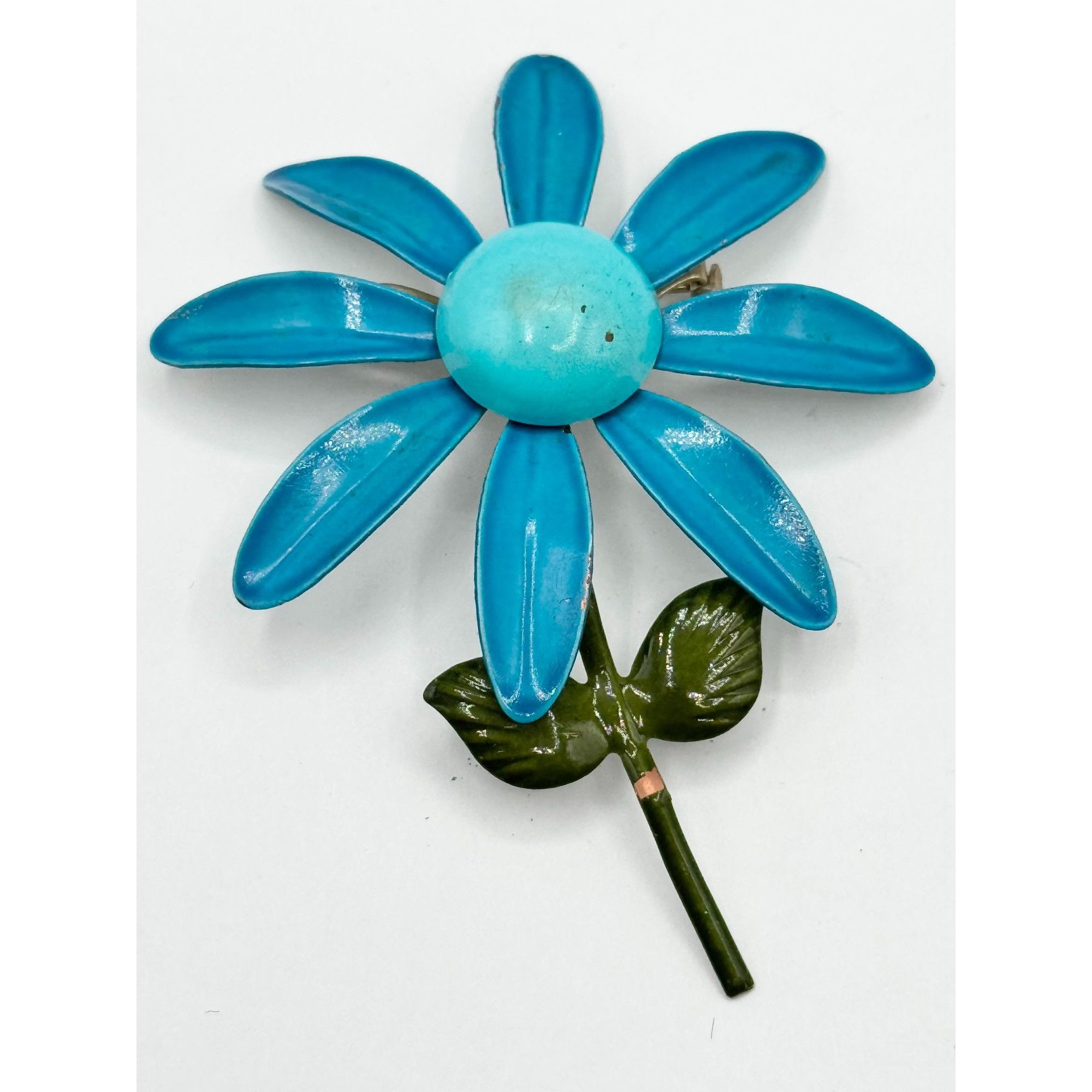 Vintage Vintage blue enamel flower brooch pin Size ONE SIZE - 1 Thumbnail