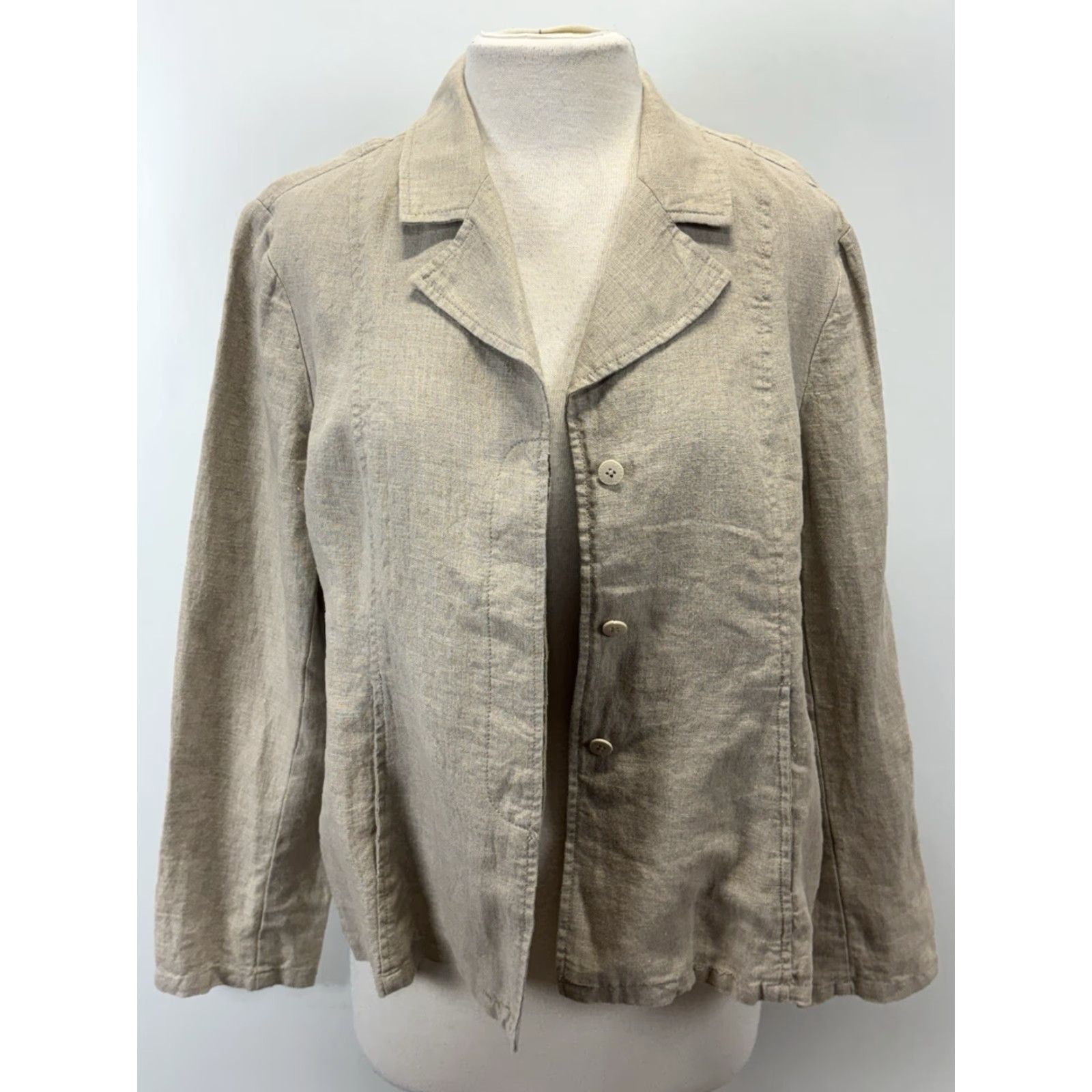 Coldwater Creek Coldwater Creek Linen Swing Blazer 14P Petite Tan Women’s Long Sleeve Button Closure Coastal New With Tags Womens Size XL / US 12-14 / IT 48-50 - 6 Thumbnail