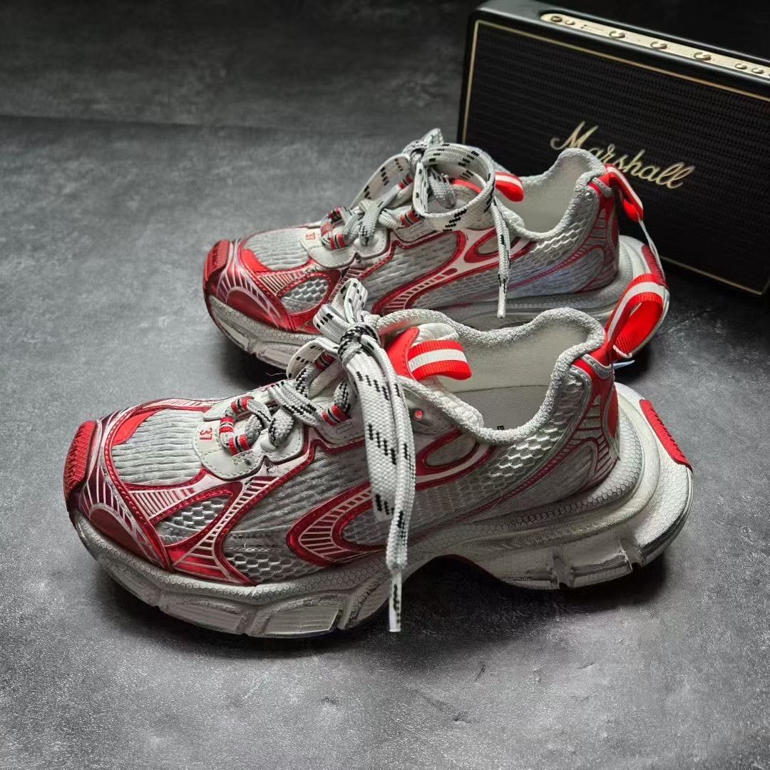 Balenciaga Balenciaga Distressed Red Lowtop Sneakers XXXL Women Size US 8 / IT 38 - 1 Thumbnail