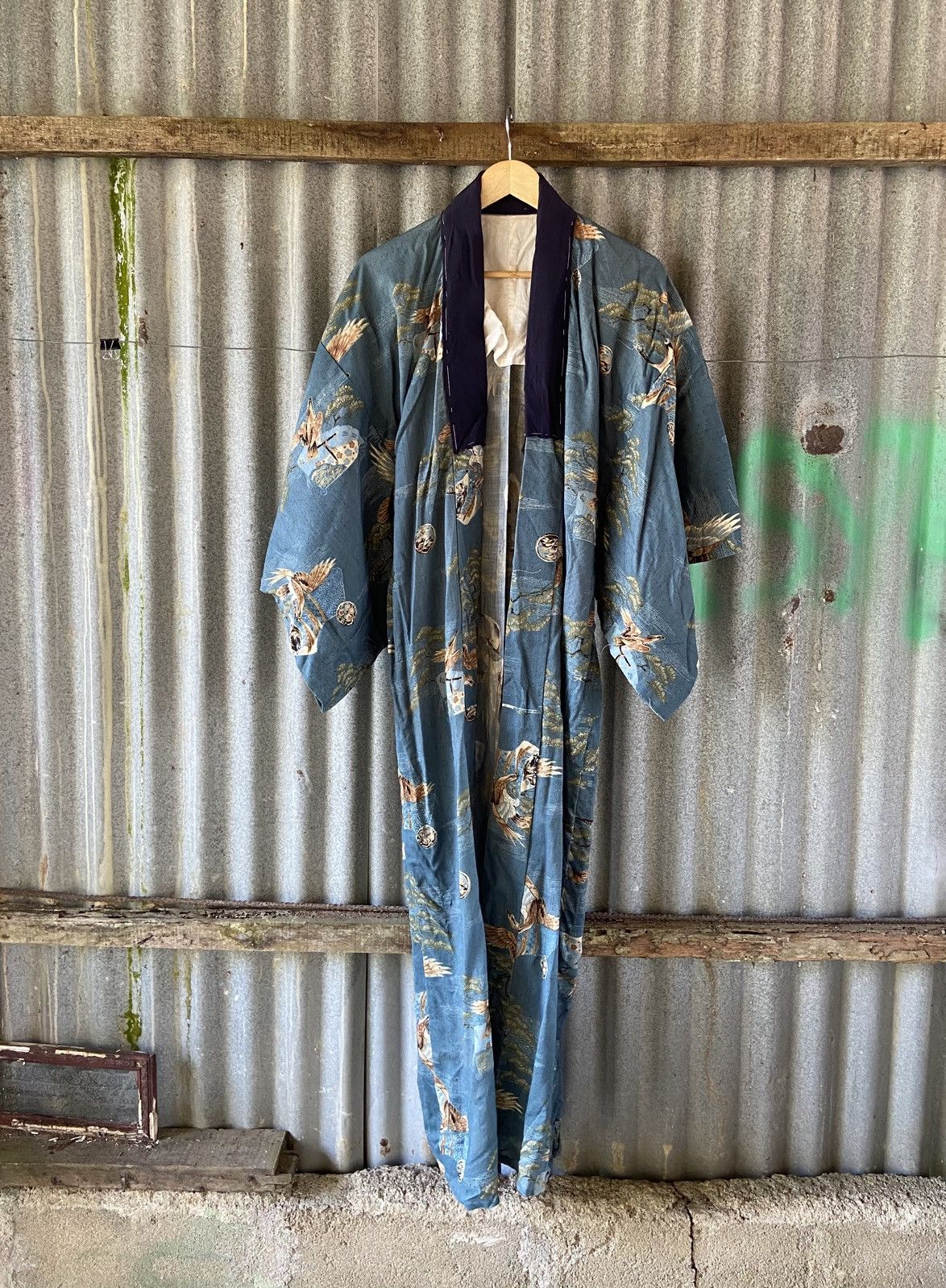 Komono Vintage Japanese Kimono Eagles Mountain Landscape Size US M / EU 48-50 / 2 - 1 Thumbnail