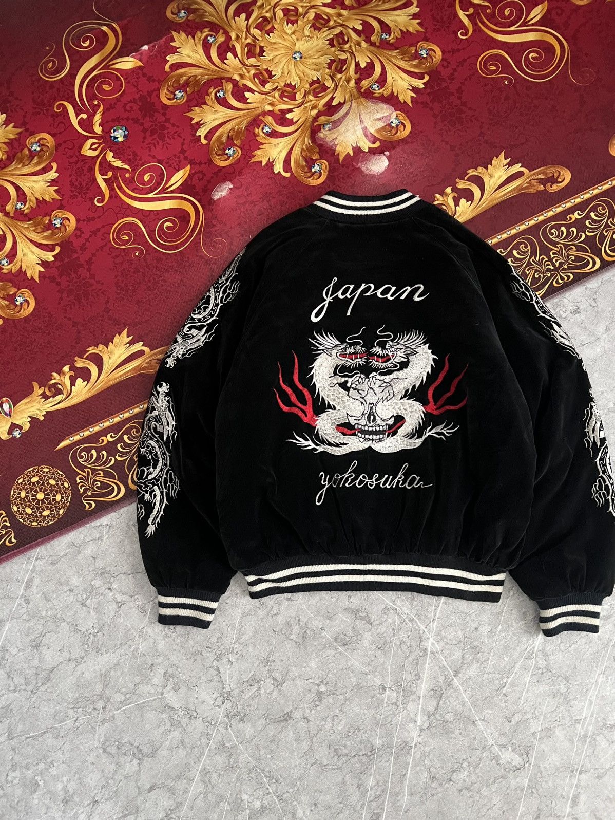 Japanese Brand (SOLD OUT) Jungle Storm Japan Sukajan Suede Velvet Jacket Size US L / EU 52-54 / 3 - 7 Thumbnail