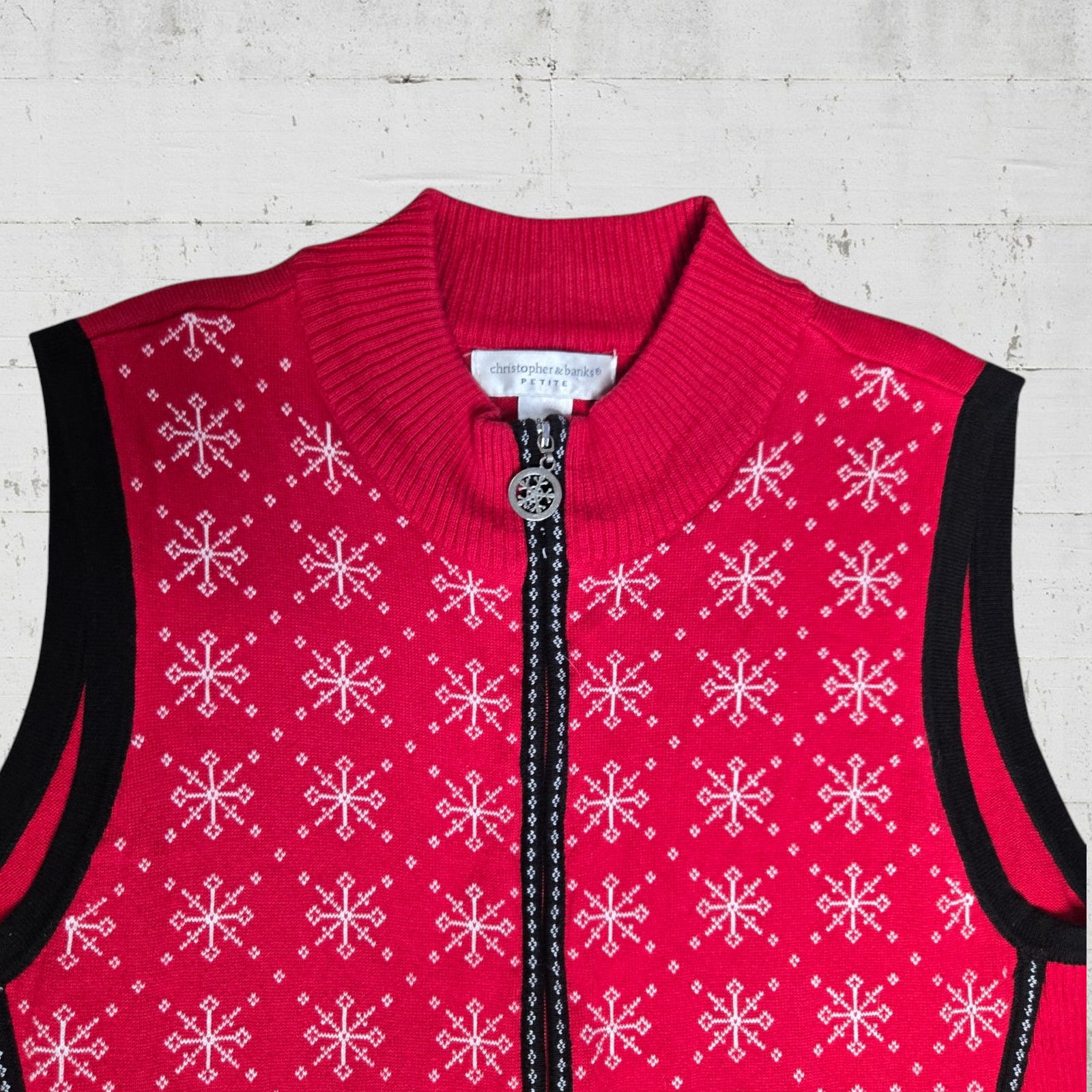 Vintage Y2K Red Snowflake Sweater Vest Size XL Petite Size XL / US 12-14 / IT 48-50 - 3 Thumbnail