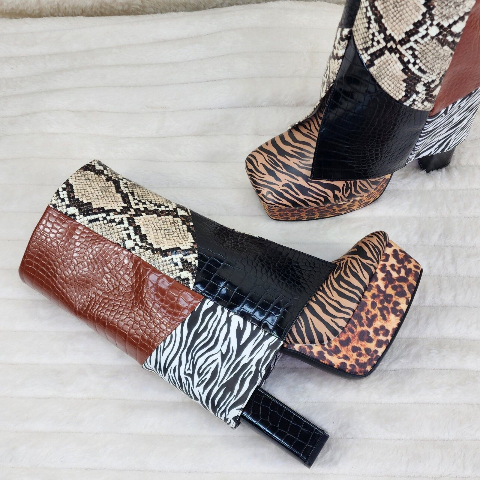 Other Riches Animal Print Block Skirted Chunky Heel Pull On Platfo Size US 6 / IT 36 - 6 Thumbnail