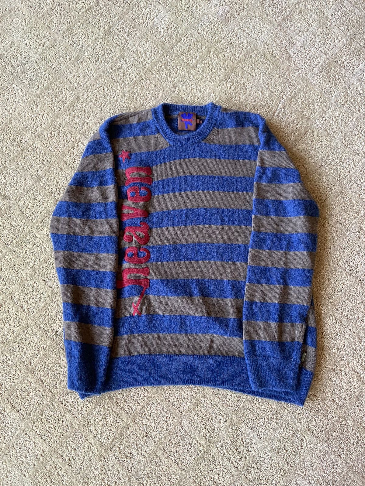 Marc Jacobs Marc Jacob's Heaven Blue & Khaki Striped Charm Sweater 