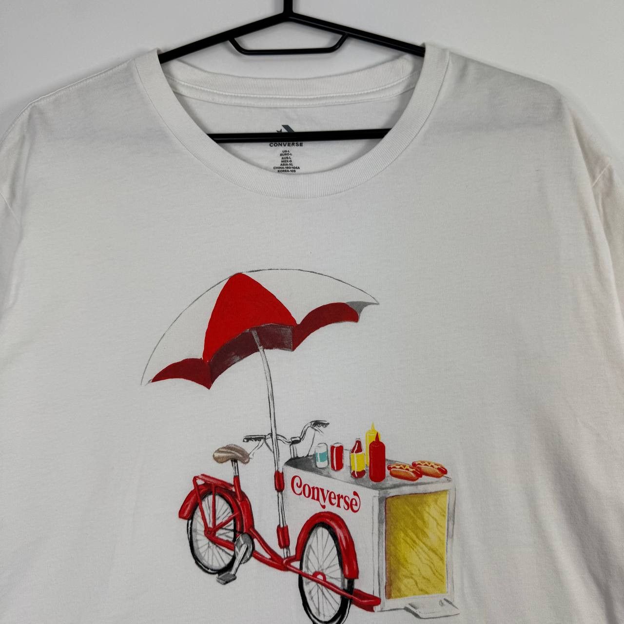 Converse Converse Graphic T-Shirt White Bike Hot Dog Cart Print Sz L Size US L / EU 52-54 / 3 - 2 Thumbnail
