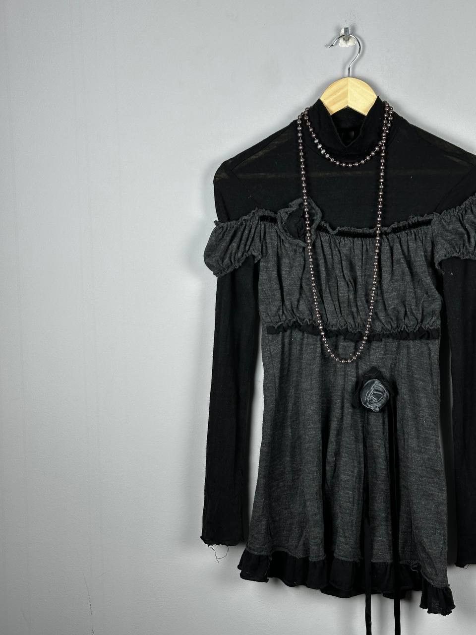 Vintage Avant Garde Opium Grunge Gothic Long Sleeve Top Size M / US 6-8 / IT 42-44 - 2 Thumbnail