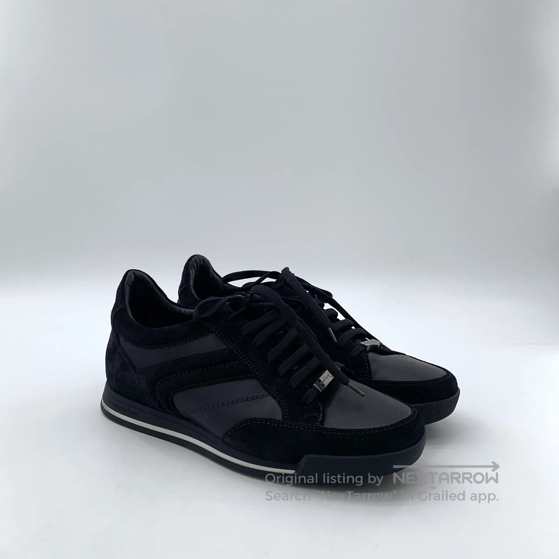 Ermenegildo Zegna Zegna Dark blue laced casual flat board shoes sports shoes Size US 6.5 / EU 39-40 - 2 Thumbnail