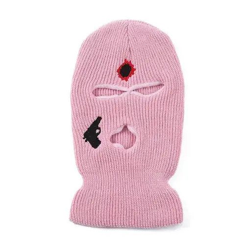 Other Embroidered Balaclava Ski Mask Head Facemask Pink Color Size ONE SIZE - 1 Thumbnail