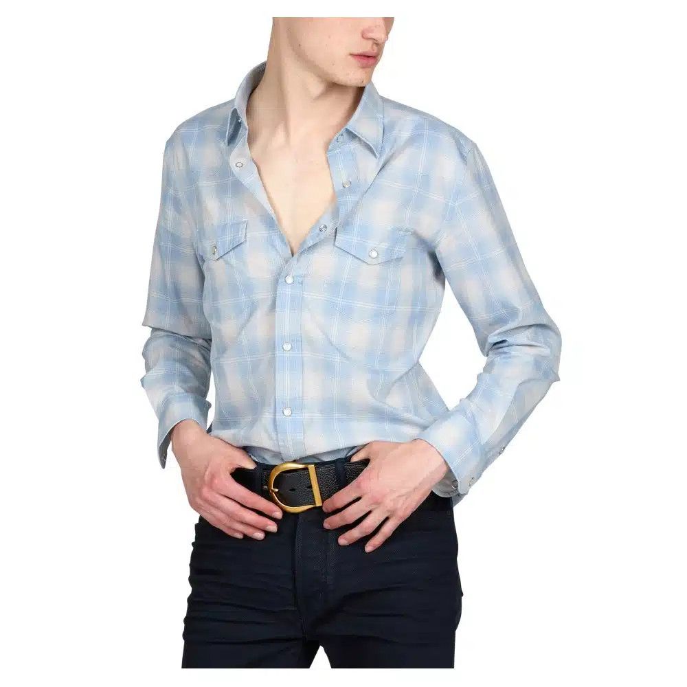 Tom Ford o1loc1c0625 HDS001 Cotton Western Shirt in Light Blue Size US XXL / EU 58 / 5 - 1 Preview