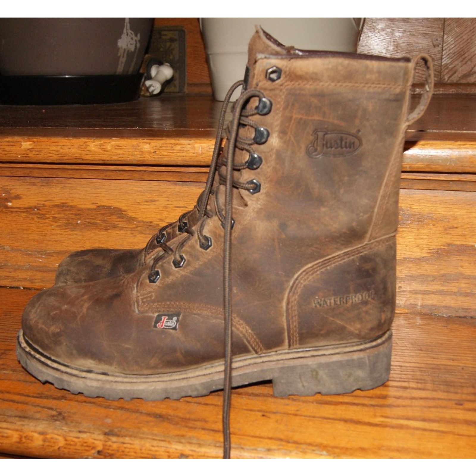 Justin Boots Men's 9D Justin Original 8" Steel Toe WP Work Boot SE961 Size US 9 / EU 42 - 6 Thumbnail