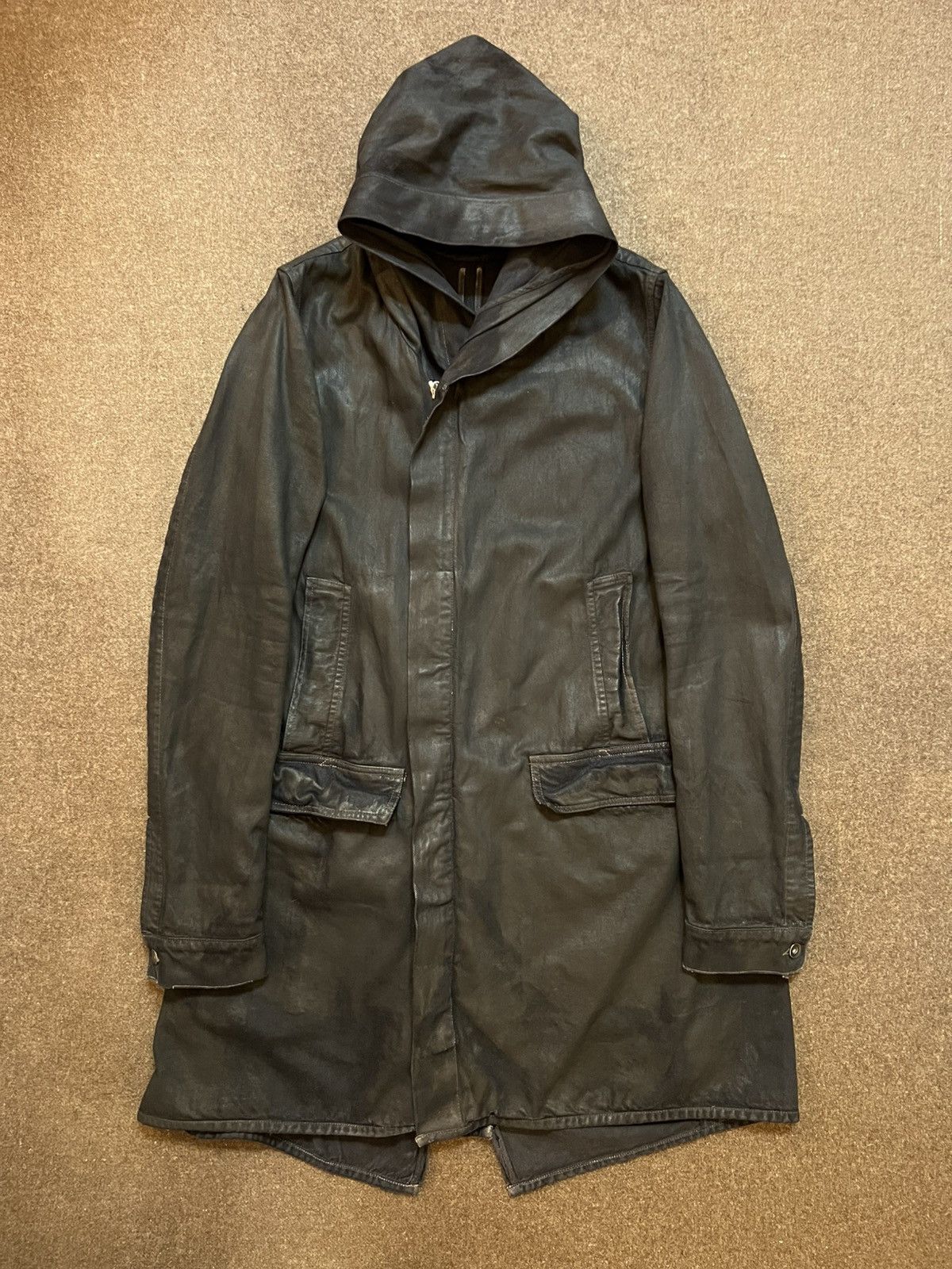 Rick Owens Rick Owens 2000’s Waxed Fishtail Parka Size US S / EU 44-46 / 1 - 1 Thumbnail