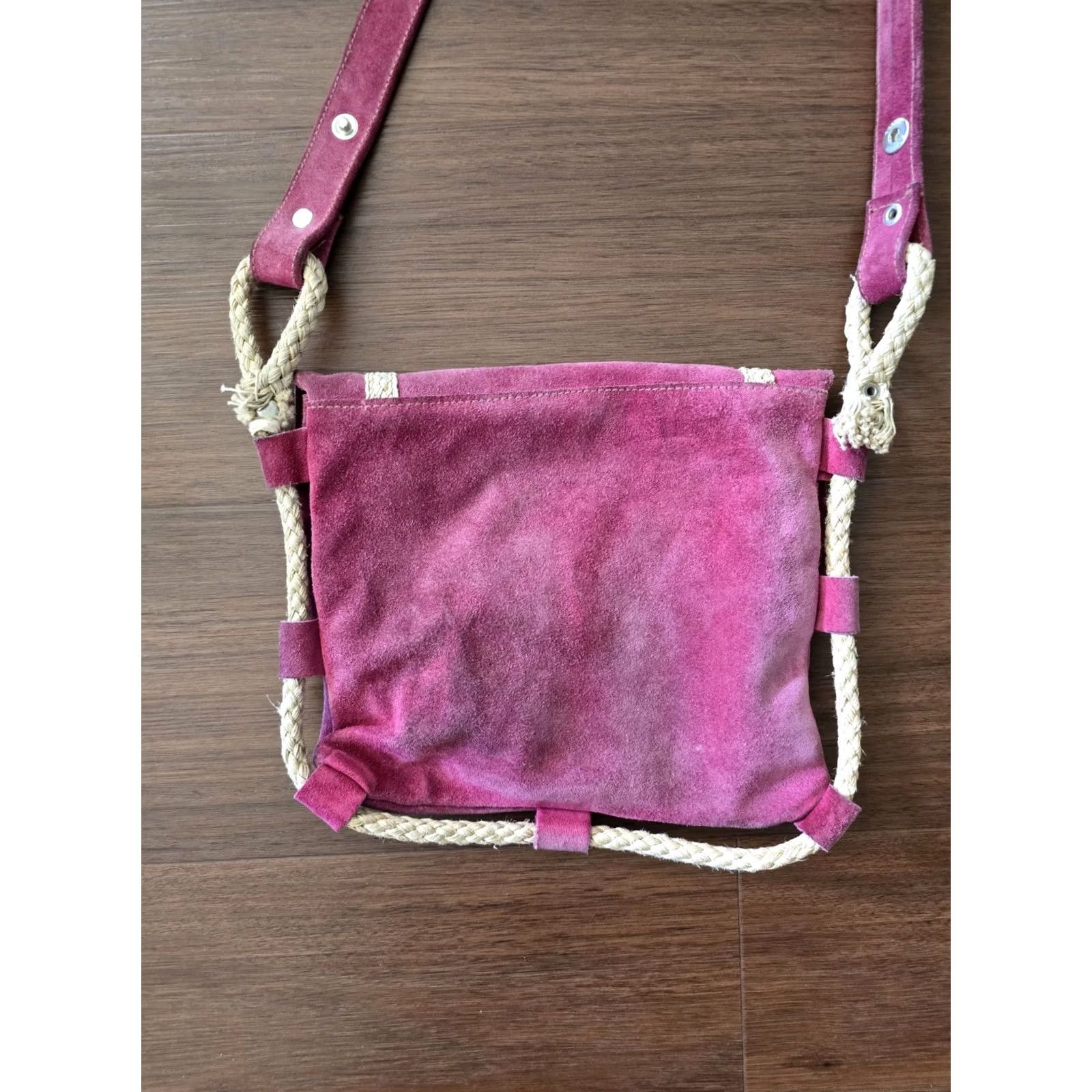 Vintage VINTAGE 1960s 1970s Foxmoor Suede Leather Italian Purse Boho Pink Shoulder Bag Womens Purse 9.5" 8.5" 17" Strap Size ONE SIZE - 7 Thumbnail
